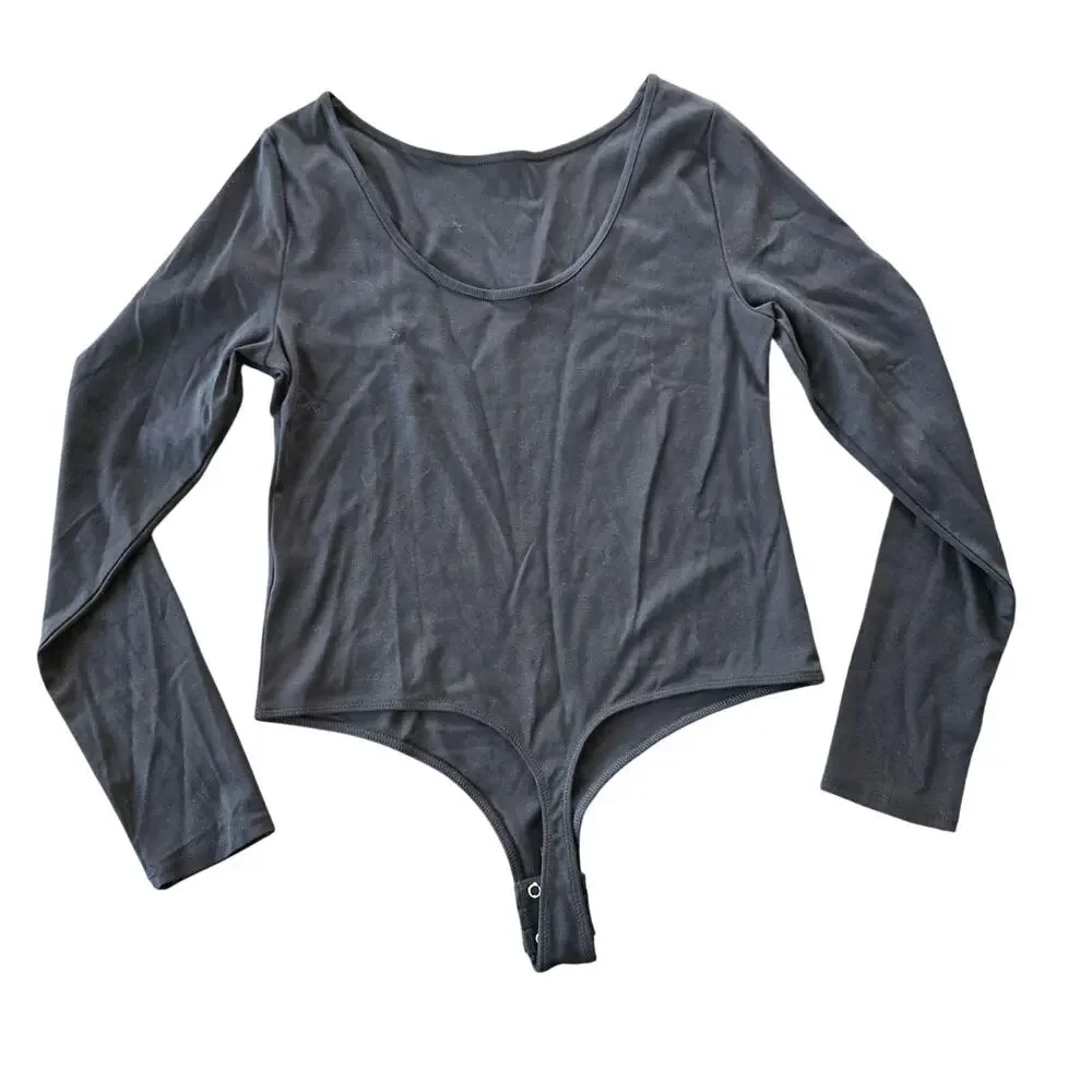 J. Crew Scoopback Bodysuit in Stretch Cotton Blend Size L NWT